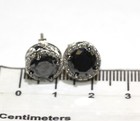 New 925 sterling silver 4ct black white diamond button stud earrings ladies — photo 5