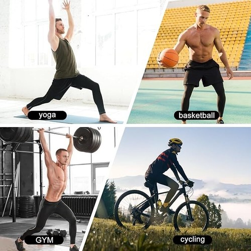 Hombres Pantalón Apretado de Compresión Deportes Gimnasio Correr Leggings Secado Rápido Negro 2XL - Imagen 6 de 8