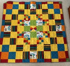 Baby Quilt Handmade Patchwork Crib Blanket Multicolor 54  x 54  , NEW