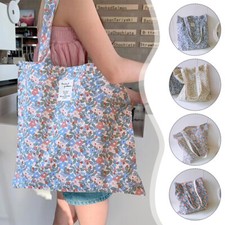 Tote Large Capacity Canvas Bag Reusable  Floral Shopping Shoulder Bag