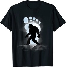 Sasquatch Bigfoot Footprint Moon Light Women Men Funny T-Shirt