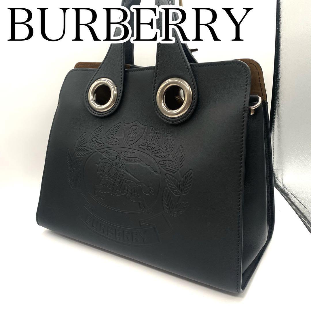 Burberry Grommet Handbag 2Way Black Nova Check Leather