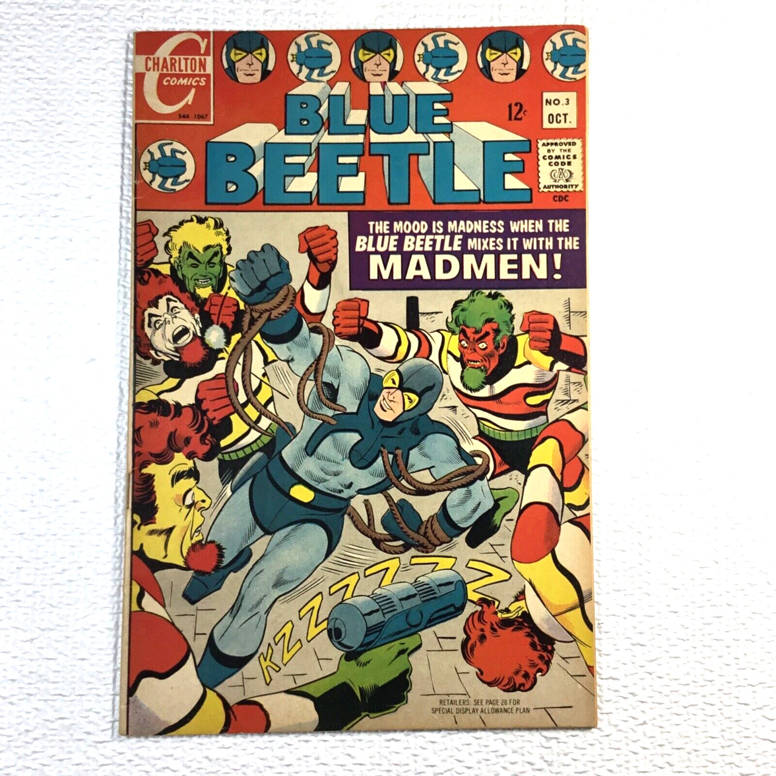 Vintage Comic Book BLUE BEETLE #3 RARE CHARLTON DITKO 1967 GREAT Cover Artwork!