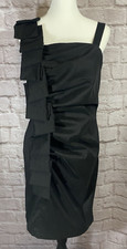 SL Fashions Womens 12 Black Ruffle Gathered Party Cocktail Evening Dress