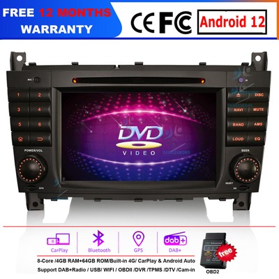 CarPlay Android Car Stereo Radio GPS For Mercedes Benz C-Class C320 C350 AMG C55