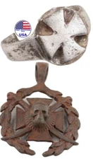 Gott mit uns German empire WW1 Iron Cross Ring WWI Pendant Skull Saber Cavalry