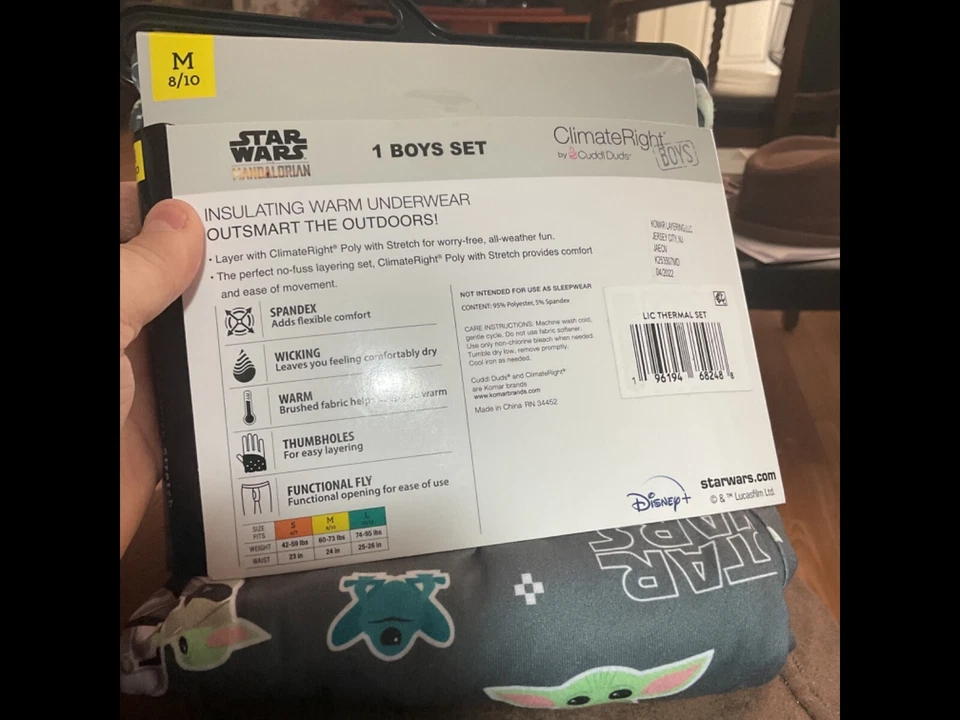 Nuevo: Conjunto de ropa interior Longjohn aislada climática derecha/Star Wars para niños talla M 8/10 Foto 3 de 3