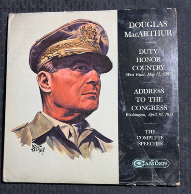1964 General Douglas MacArthur Farewell Addresses 2X LP GF VG+/VG RCA SPC 100