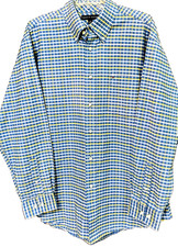 Tommy Hilfiger Mens Sz L Blue Yellow Check 100 Cotton Long Sleeve Dress Shirt