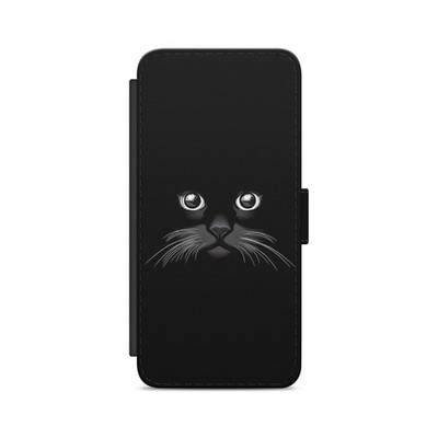 Handyhülle Katze schwarz Gesicht Kätzchen Flip Wallet für Samsung Modelle