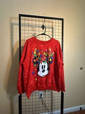 Disney Mickey Mouse Holiday Christmas Sweatshirt with Festive Light Bulbs