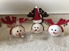 Set Of 3 Snowman Head Ornaments, New With Tags, Never Displayed 