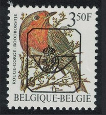 Belgium European robin Bird Buzin  Rouge-gorge  3f.50 Precancel 1986