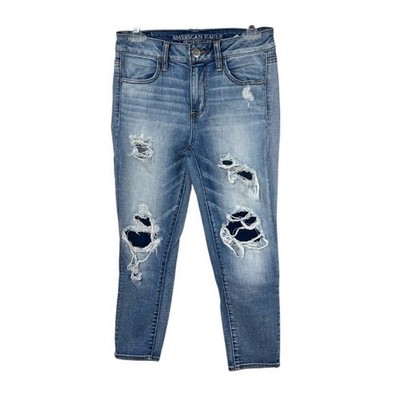 American Eagle Outfitters High Rise Jegging Crop Jeans Distressed Women s 4