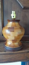 Midcentury Wooden Lamp Base, Rewired With Brass Lamp Holder