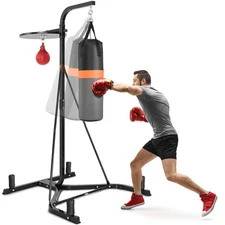 Heavy Duty Boxing Punching Stand W/Heavy Bag & Speed Bag Sandbag Rack Home Gym