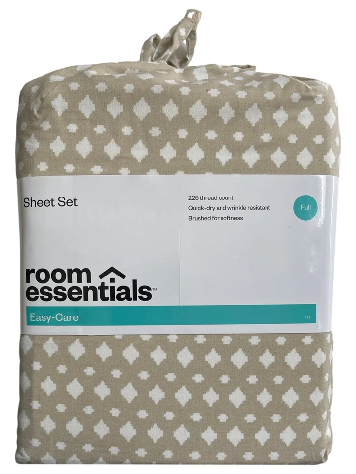 Conjunto completo de lençóis Room Essentials bege diamante algodão rico - Imagem 2 de 2