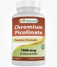 Best Naturals Chromium Picolinate 1000mcg 240 Tablets EXP 12/28 - Brand New