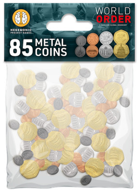METAL COINS Add On für WORLD ORDER Brettspiel GHENOS GAMES Alter 14+