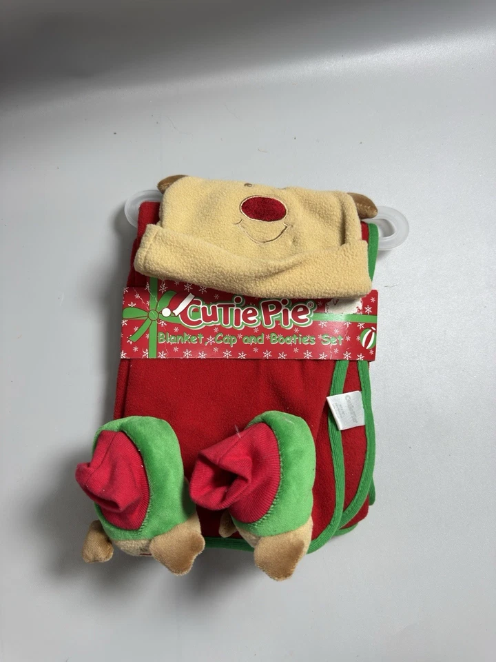 婴儿毯帽子袜子短靴匹配套装儿童孩子圣诞驯鹿 — 第 2/4 张图片