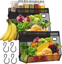 2 Set Magnetic Shelf Basket for Fridge, Magnetic Spice Rack Fruit Onion and Pota