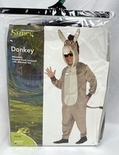 Spirit Halloween Adult L/XLShrek Donkey Costume Hooded Jumpsuit NIP