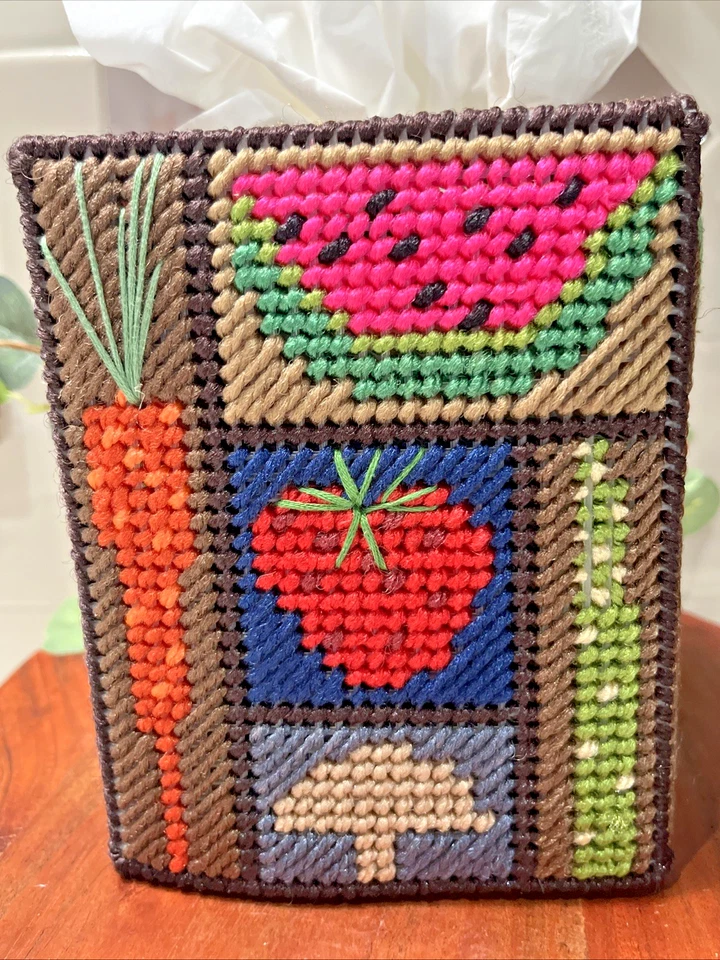 纸巾盒盖手工纱线帆布水果和蔬菜草莓西瓜可爱 — 第 3/4 张图片