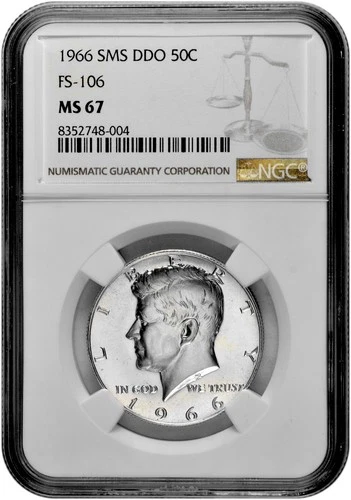 1966 SMS DDO 50C FS-106 Kennedy Half Dollar NGC Graded MS 67