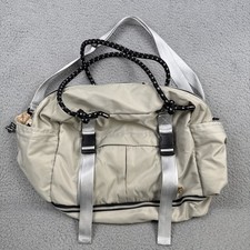 Blogilates Ultimate Gym Bag Beige Nylon Yoga Mat Holder Shoe Compartment Travel
