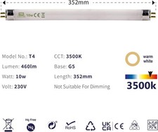 TBE LIGHTING T4 10w Fluorescent Tube Lamps 352mm - 2 Pack of CFL Bulbs - G5