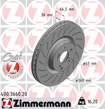 2x ZIMMERMANN Bremsscheibe COAT Z 400.3660.20 f&uuml;r MERCEDES W221 W212 W205 KLASSE