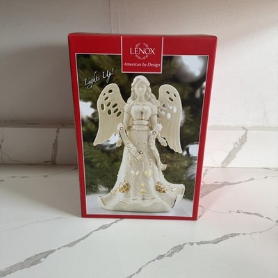 Lenox Florentine & Pearl Lighted 10.5inch Angel 24k Gold Trim - MINT Condition 
