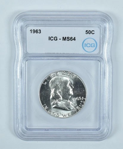 1963 Franklin Half Dollar MS64 ICG *8374