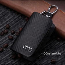 Key Holder Pouch Car Carbon Fiber Wallet Car Model Logo Audi