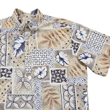 Tori Richard Mens Large Hawaiian Pullover Shirt Cotton Patchwork Hawaii USA Made