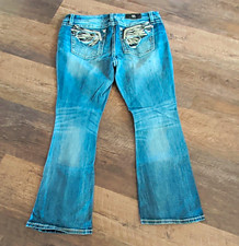 Women s Miss Me Blue Medium Wash Mid-Rise Easy Boot Bootcut Jeans Plus 36