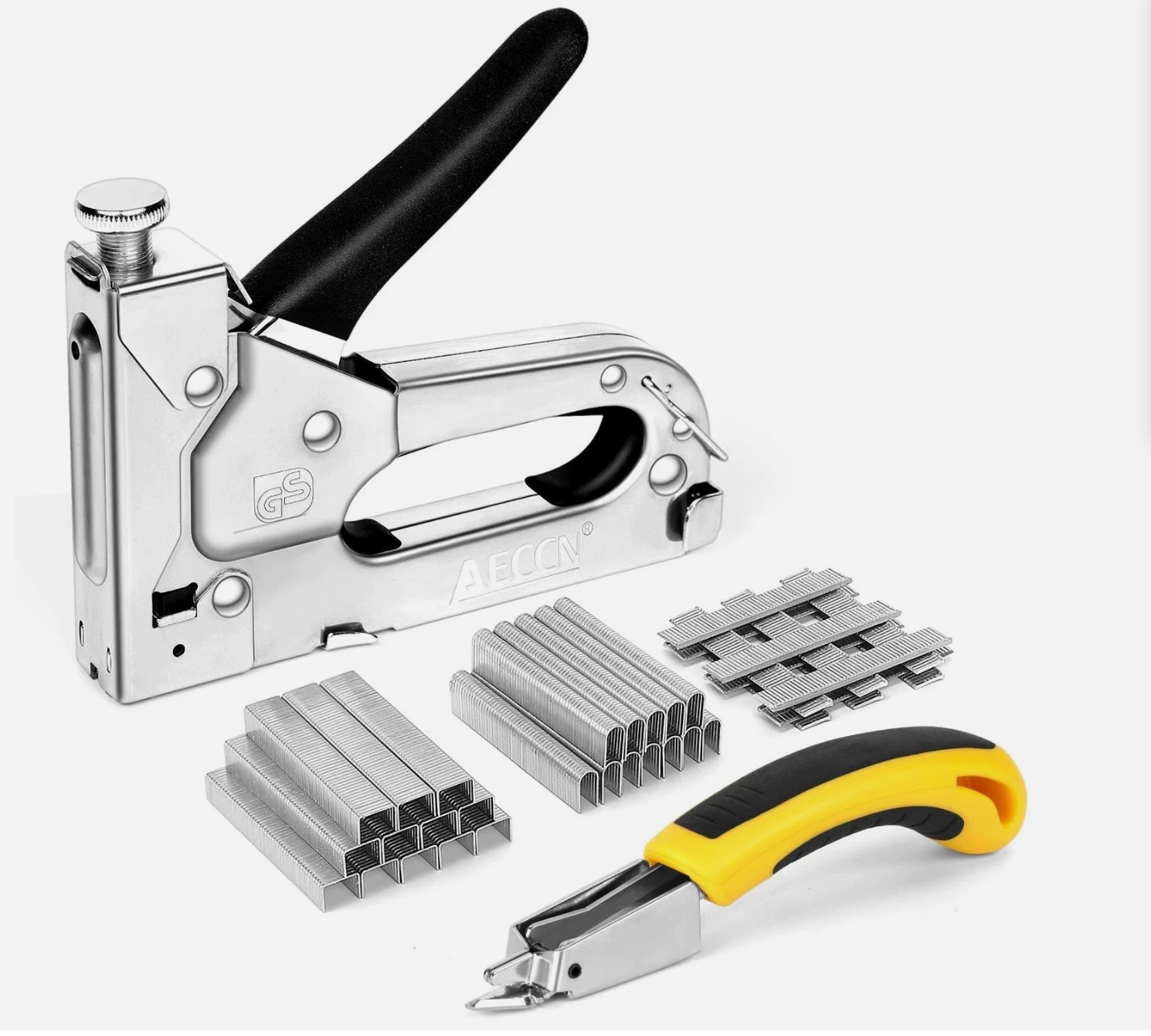 AECCN Heavy Duty 3-in-1 Staple Gun Kit + Remover & 2100 Staples DIY Tool
