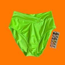 90's vintage lime green hi cut high leg bikini bottoms L deadstock 