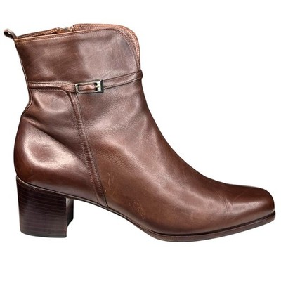 Bally Women s Ferina Brown Leather Side Zip Ankle Boot Size 41 US 10.5
