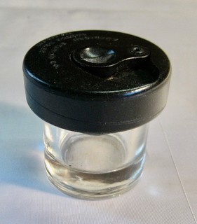 ANTIQUE SCHOOL DESK INK WELL WITH BAKELITE COVER