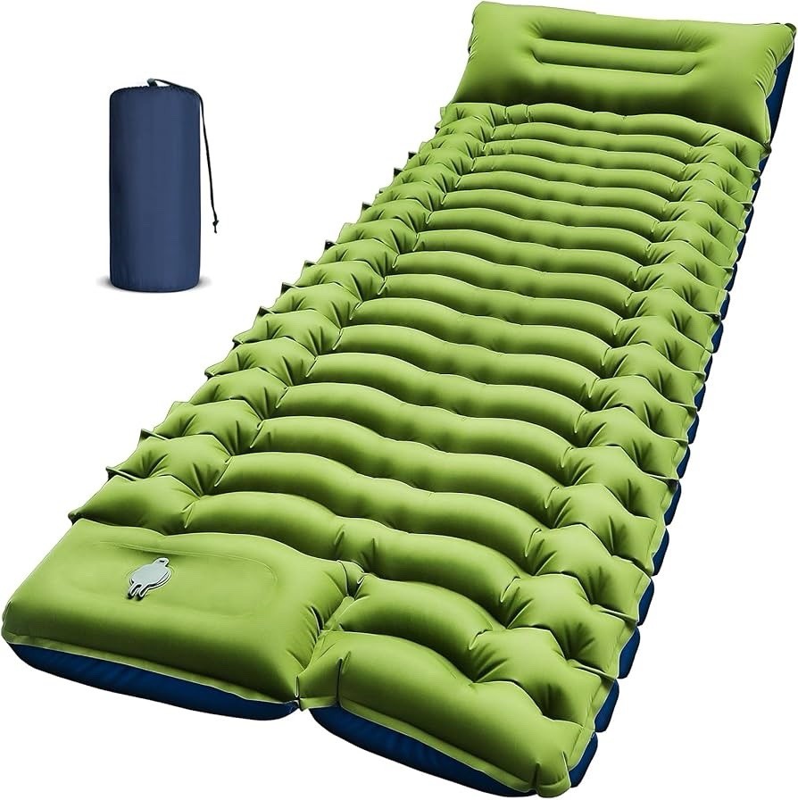 Almohadilla para dormir para camping cama almohada inflable ultraligera bomba de pie incorporada senderismo