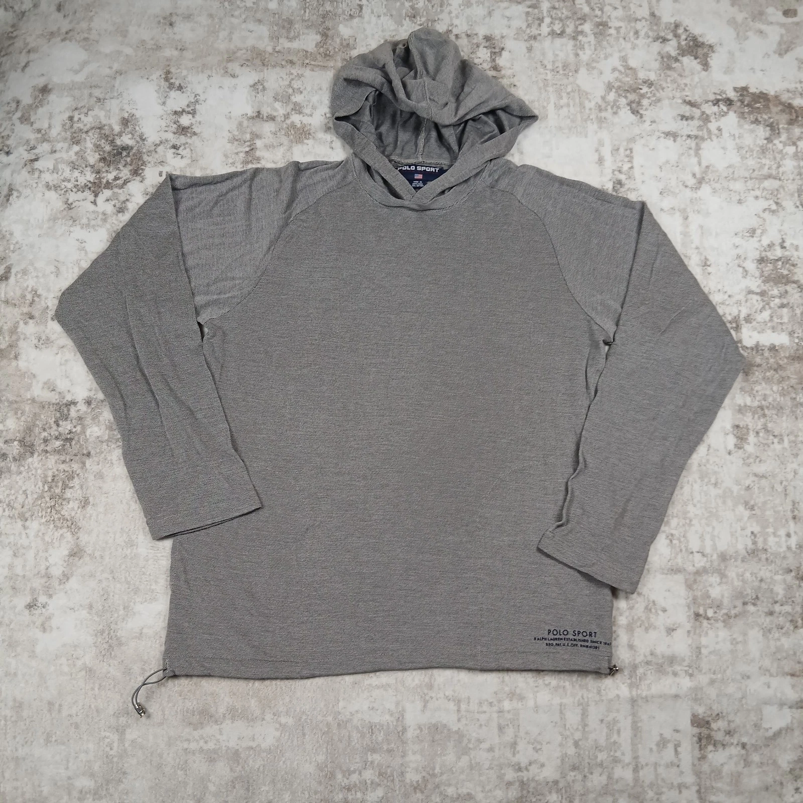 Vintage Polo Sport Hooded Shirt Mens Large Gray Deadstock A1