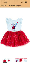 Disney Lilo Stitch Girls' Americana Dress Blue Red Ruffle Tulle Size 7/8 4th