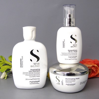 Alfaparf Semi Di Lino DIAMOND Illuminating TRIO KIT - shampoo/conditioner /Fluid