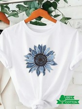 Letter Printed Women's Round Neck T-Shirt Comfortable Breathable Casual Tops❀