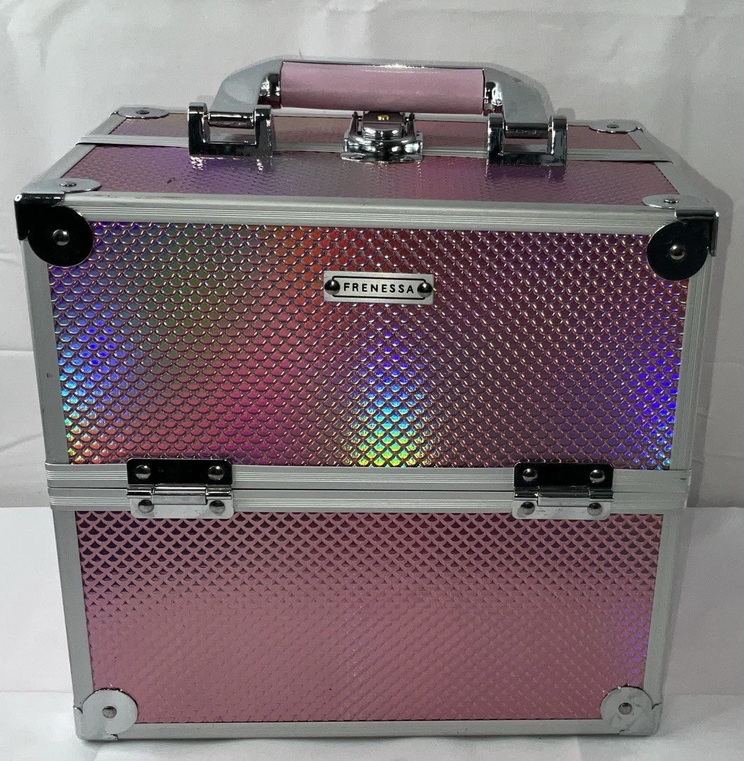 Makeup Train Case Cosmetic Organizer Case Portable Travel Storage Box 4 Trays