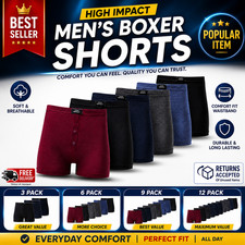 3 6 9 12 Pack Men's Plain Boxer Shorts Underwear Classic Cotton Rich S-5XL Lot