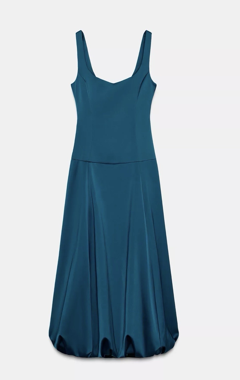 ZARA WOMAN FW25 PUFFBALL MIDI SATIN EFFECT DRESS DUCK GREEN 9591/605 NEW_XS-L thumbnail 11