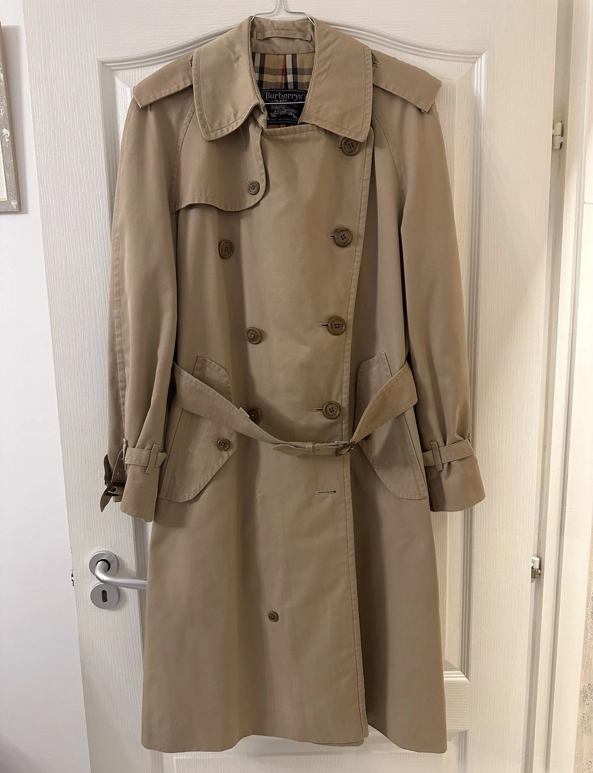 Burberry — Women’s Burberry Trench Coat Vintage Nova Check Classic Belted Pocket L