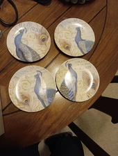 peacock  porcelain appetizer plated set of 4 in box